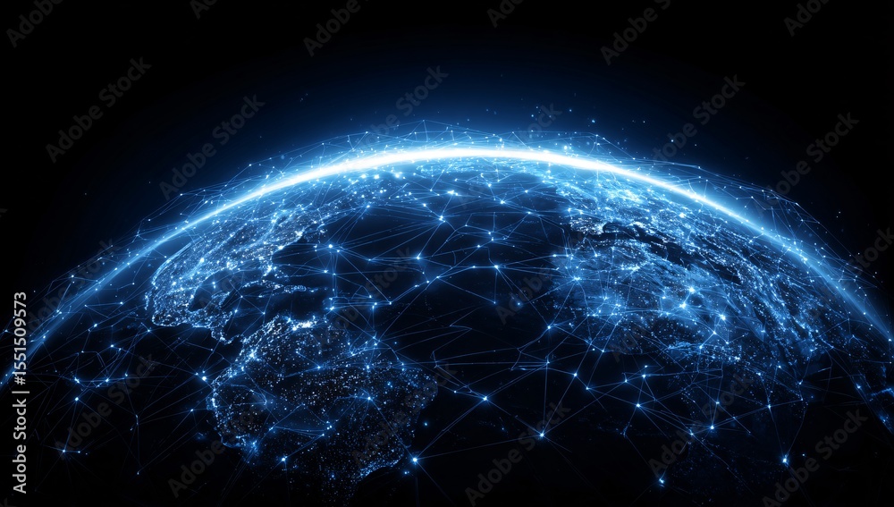 Obraz premium futuristic digital landscape showcasing global connectivity