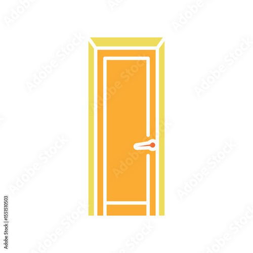 Door leaf color flat icon for digital and print projects. Construction Elements.