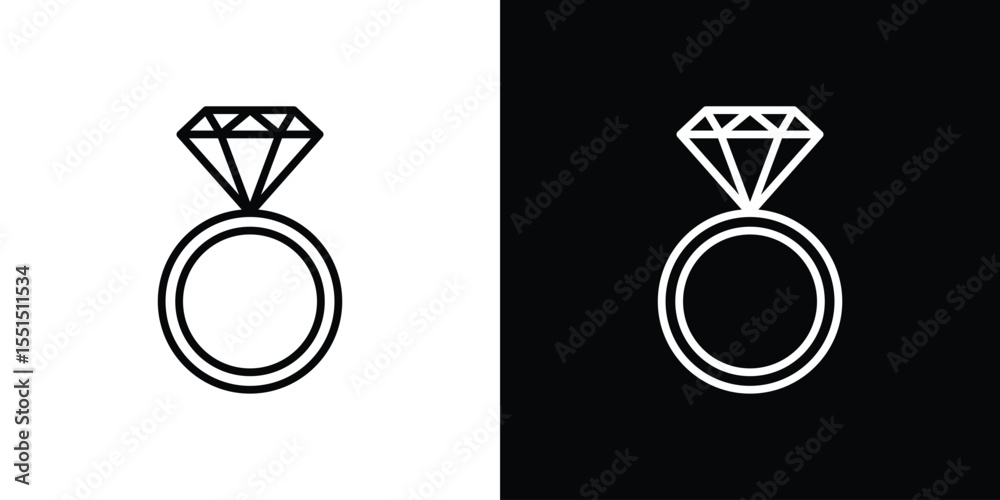 Diamond ring icon vector, line outline icon Diamond ring icon vector, line outline icon