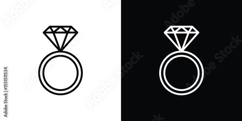 Diamond ring icon vector, line outline icon