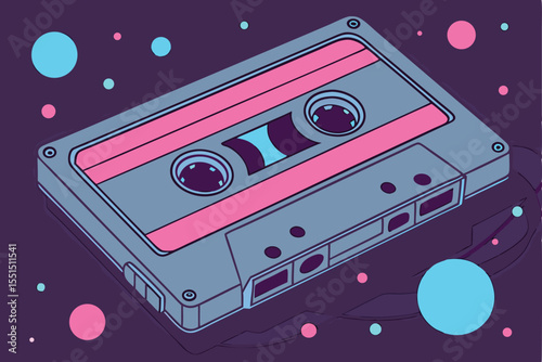 Retro audio cassette tape: a vintage magnetic media object for recording and playing sound