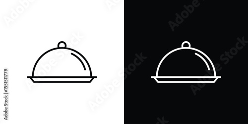 Food tray icon vector, line outline icon