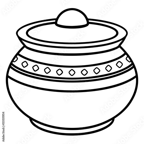 Minimal Clay Pot Line Art Illustration 