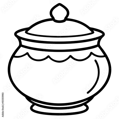 Minimal Clay Pot Line Art Illustration 