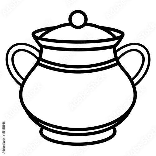 Minimal Clay Pot Line Art Illustration 