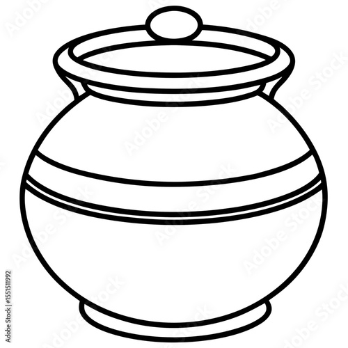 Minimal Clay Pot Line Art Illustration 