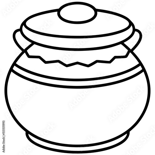 Minimal Clay Pot Line Art Illustration 