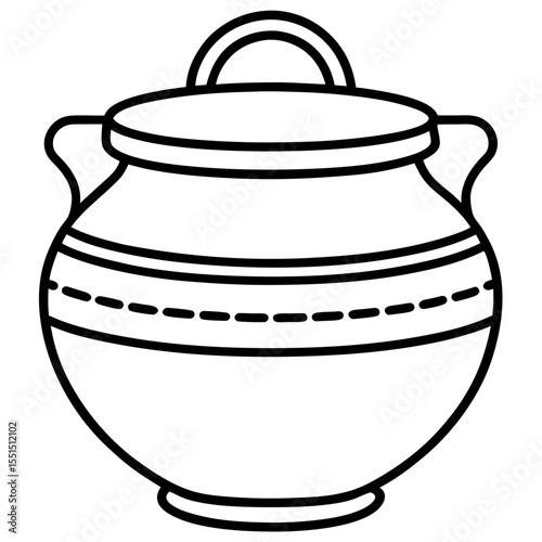 Minimal Clay Pot Line Art Illustration 