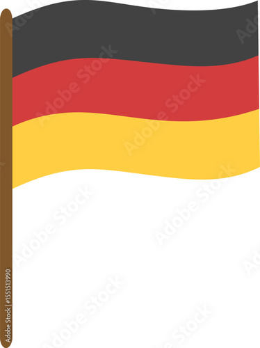 Flag of Germany. Vector illustration of German flag in flat style. Waving flag. Suitable for stickers, emblem etc.