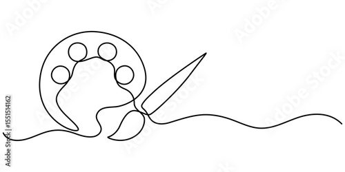 paint brush palette board  continuous one line drawing, Color Palette Line Icon Editable Stroke, Modern art education icon concepts thin line style - editable stroke.                        