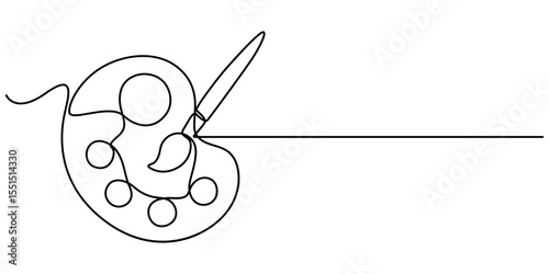 paint brush palette board  continuous one line drawing, Color Palette Line Icon Editable Stroke, Modern art education icon concepts thin line style - editable stroke.                        