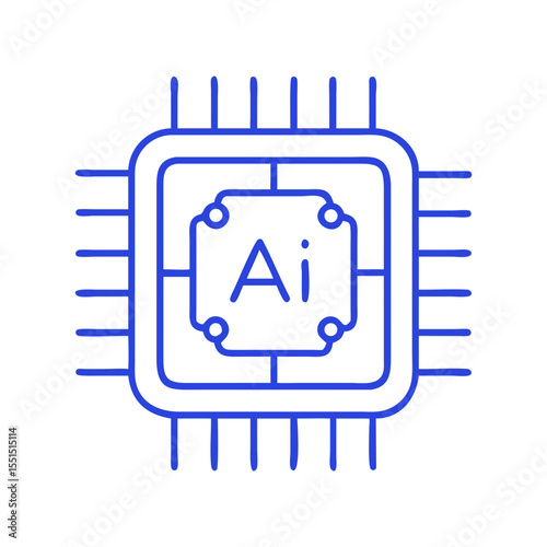AI chip technology outline icon