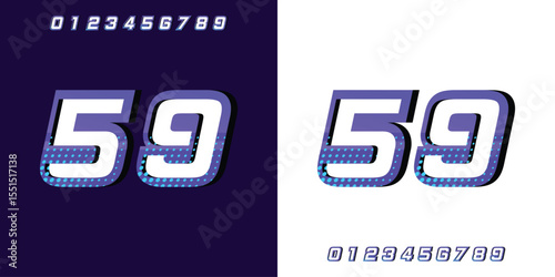 number 59 with racing effect for automotive, racing, jersey