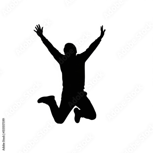 Silhouette of a Joyful Person Jumping