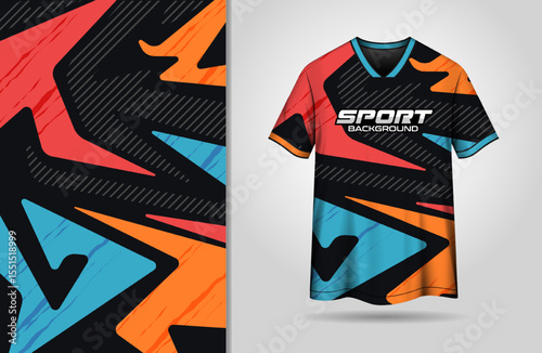 Sports jersey design with black and colorful background