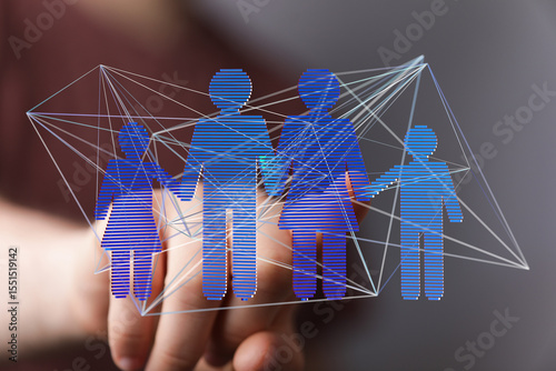 Image depicting a digital family network.  Ideal for family, connection, and technology concepts.