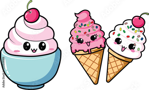 cute ice cream clipart vector