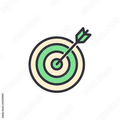 Arrow Hitting The Bulls Eye Of A Target Success Icon On Transparent