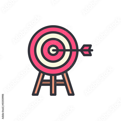 Whimsical Target With Arrow Hitting The Center On Transparent Surface