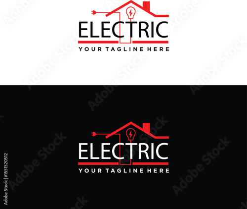 Electric Company Logo with House and Light Bulb