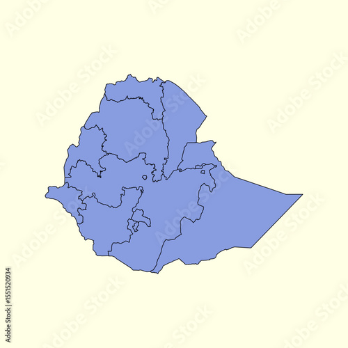 Ethiopia map isolated on white background. Ethiopia outline map. Simple icon design. Vector illustration
