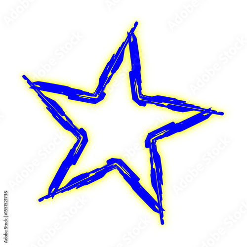Sparkling blue star on transparent background