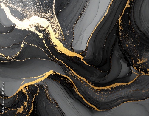 Matte charcoal gray with soft flowing gold dust and featherlight overlays