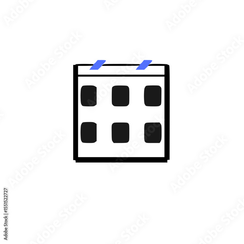 Black calendar icon- minimal date and schedule symbol.