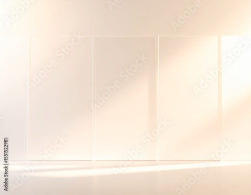 Warm ivory background with soft glassy panels and ambient light leaks as overlay