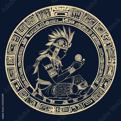Mexican culture and the Aztec civilization are represented by a modern Mayan calendar image that is displayed on the coin