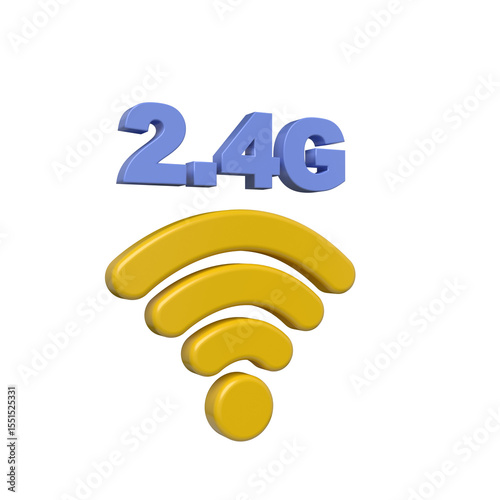 3d rendered 2 4ghz wi fi symbol with blue text on black background