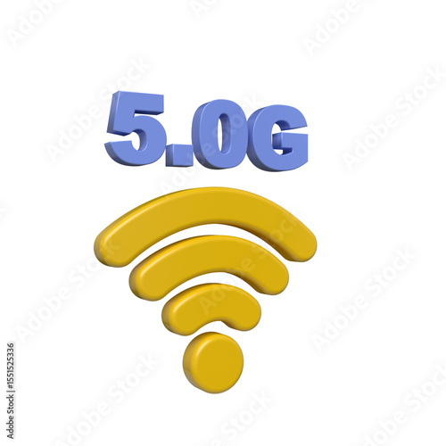 3d render of 5g symbol and text on black background