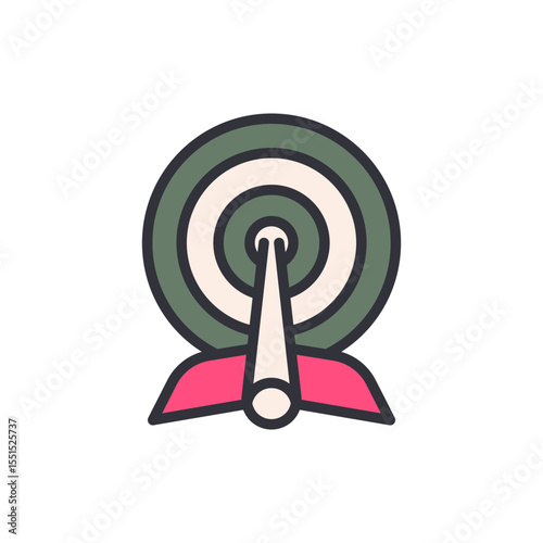 Stylized Arrow Hitting Bullseye Target With Precision Aiming Concept