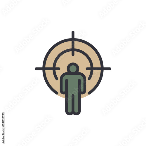 Person Target Vector Icon Design Concept for Surveillance Security