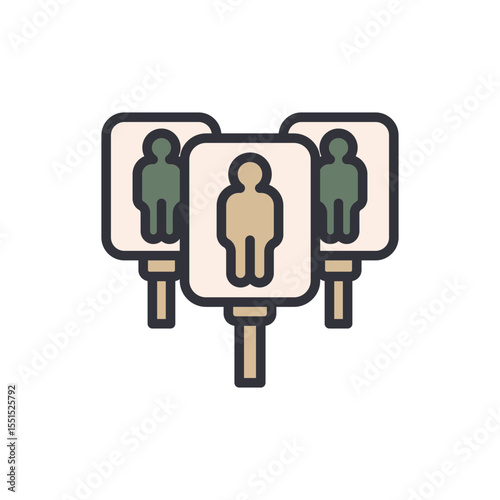 Iconic Depiction Of Group Identity With Protest And Public Gathering