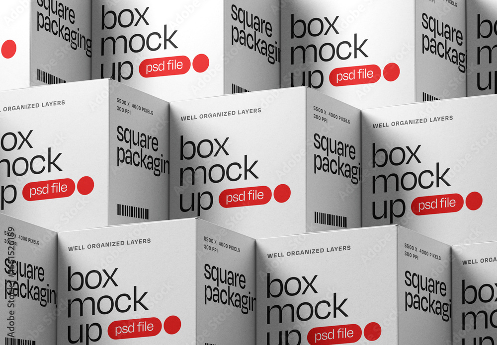 Stackable Packaging Template Isometric Stacked Boxes Packaging Mockup Set for Design and Branding ...