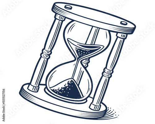 Vector art of vintage hourglass illustration isolated on white background, symbolizing the passage of time and measurement