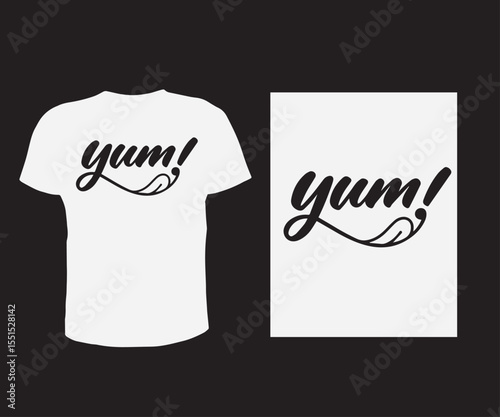 YUM logo and t shirt design vector free for you.