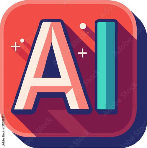 AI icon in flat design with vibrant colors and modern style  