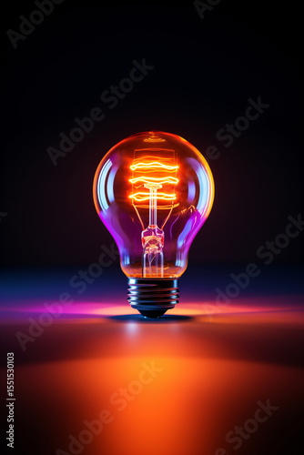 creative energy glowing bright, colorful bulb of inspiration