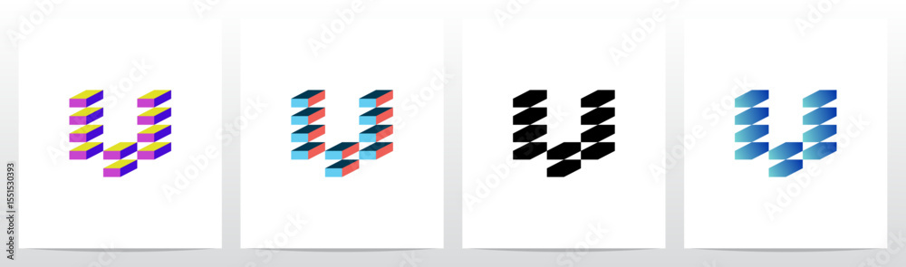 Obraz premium Pile Of Brick Block Stack Letter Initial Logo Design V
