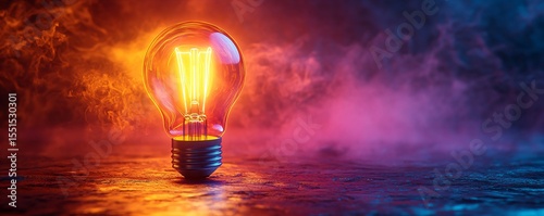 creative energy glowing bright, colorful bulb of inspiration