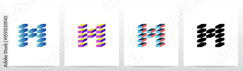 Pile Of Brick Block Stack Letter Initial Logo Design M
