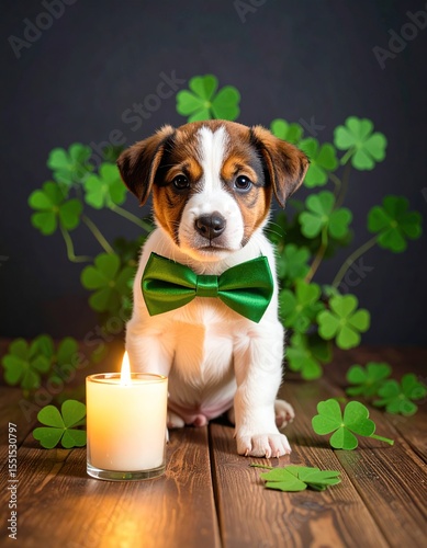 Cute Jack Russell Puppy St Patricks Day. (1)
