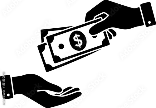 Financial Transaction Icon: Hand Giving Money, Payment & Currency Exchange