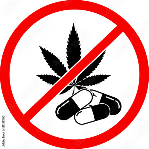 Drug Abuse Prevention Icon: No Marijuana or Illicit Substances