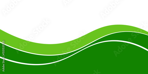 Abstract White and Green wave wide background banner