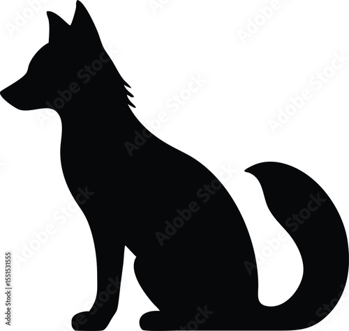 Elegant Fox Silhouette Design Sitting Profile View Perfect for Logo Branding or Decoration
