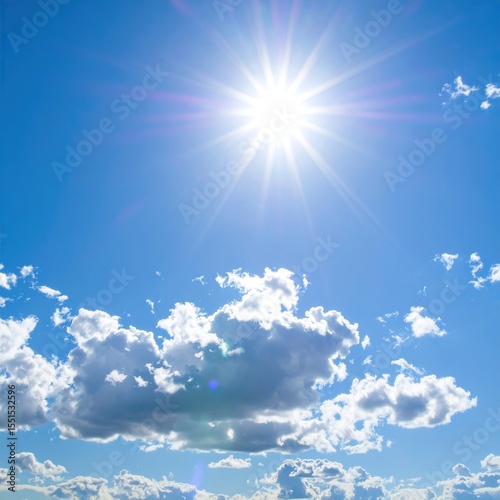 Bright Sunny Sky with Clouds, Summer, and Nature.