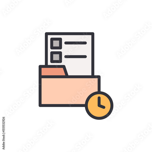 Timely Document Management Folder With Clock Indicating Urgent Tasks